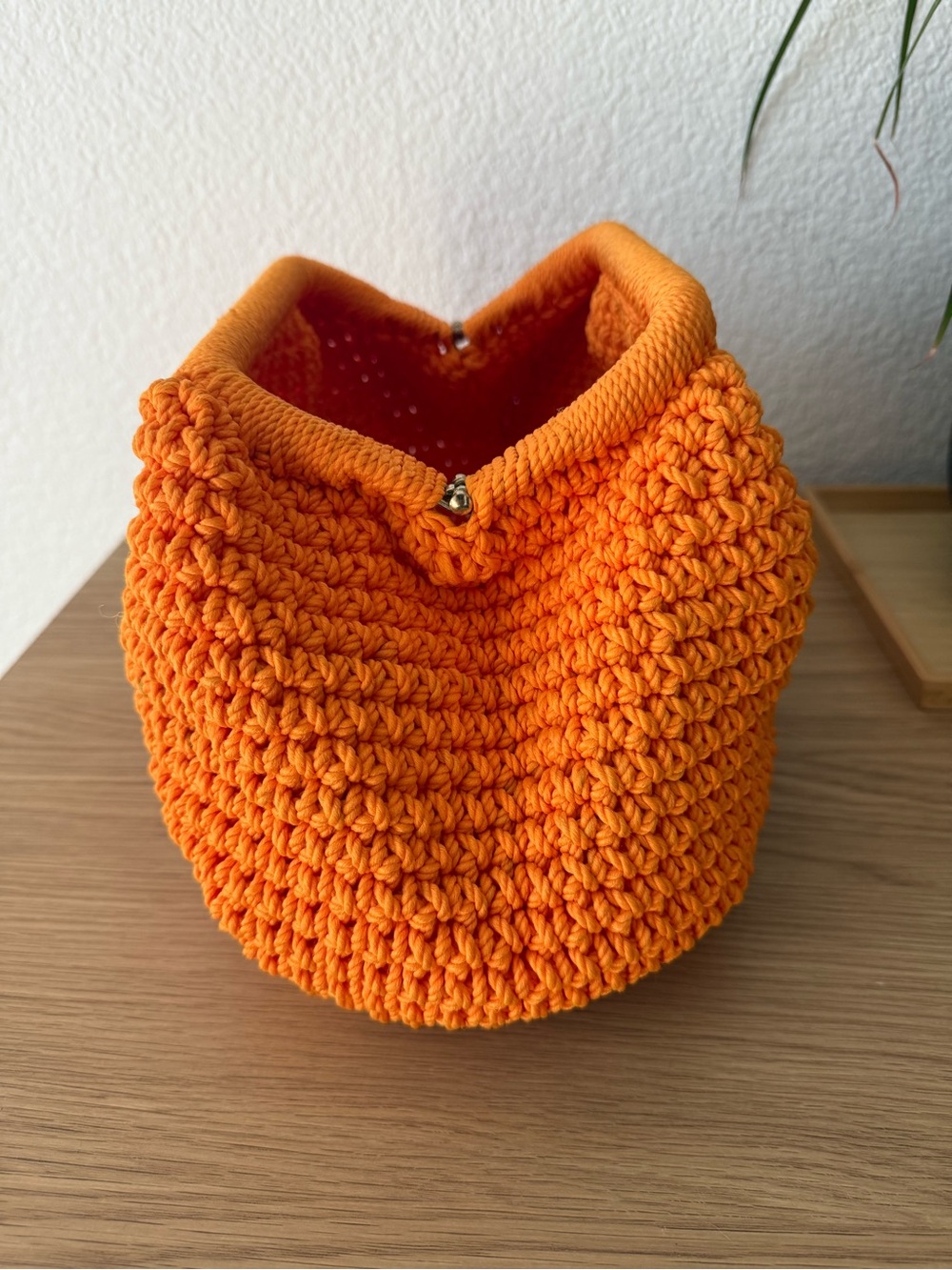 Handcrafted Orange Crochet Clutch with Secure Top Closure